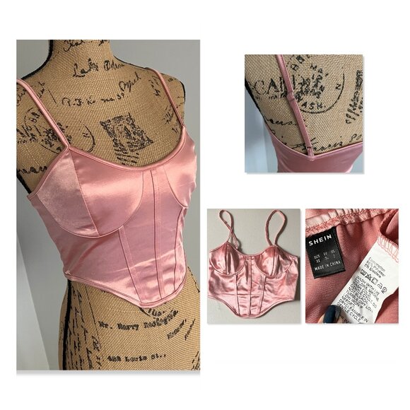 SHEIN Bustier Crop Satin Cami Top Sz XS - Picture 7 of 10